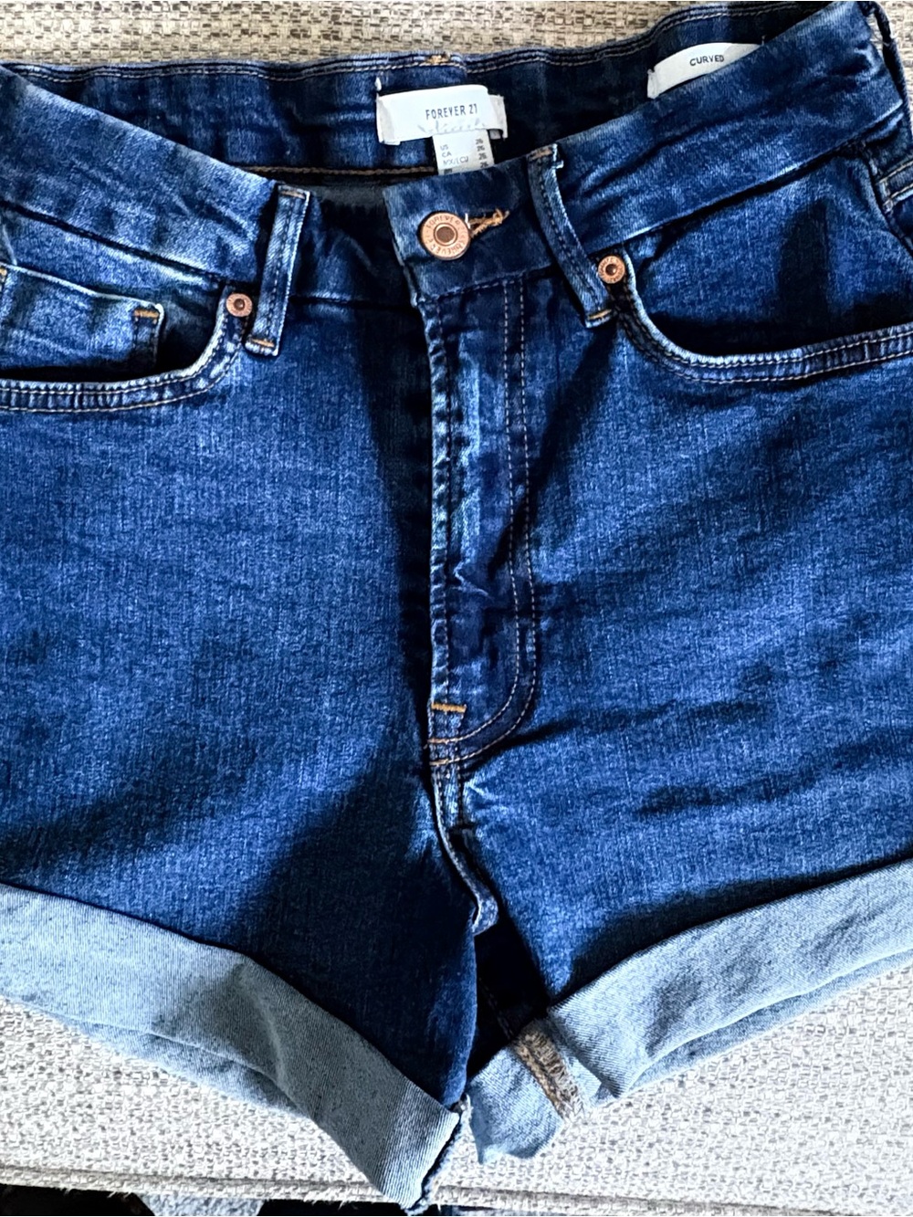 Forever 21 Blue Denim Shorts with Copper Buttons